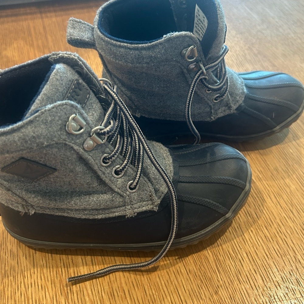 Sperry Gray and Black Duck Boots